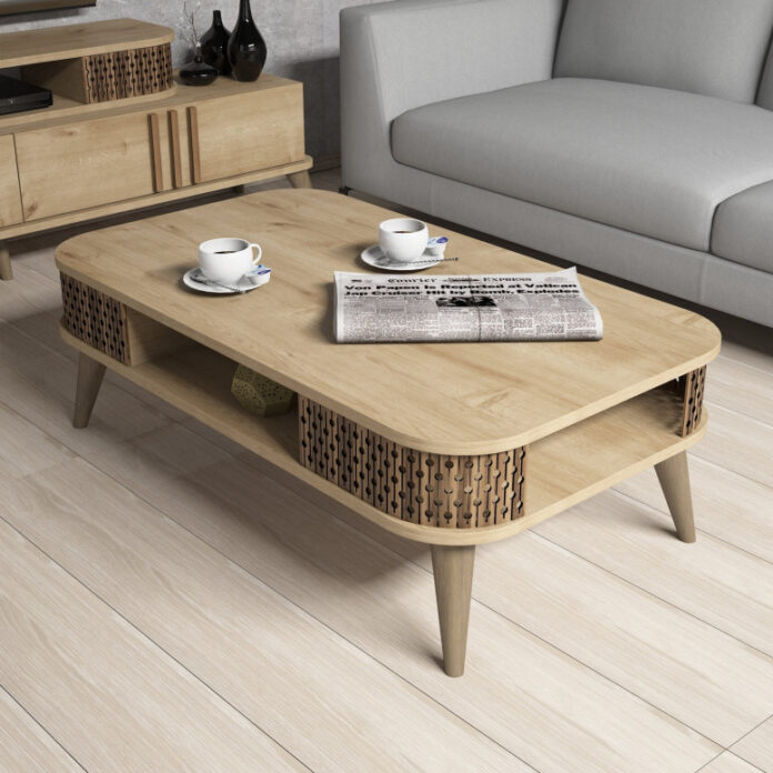 Masuta de Cafea Model Schroeder, 105x60x34.6 cm, Stejar Masuta de Cafea Model Schroeder, 105x60x34.6 cm, Stejar