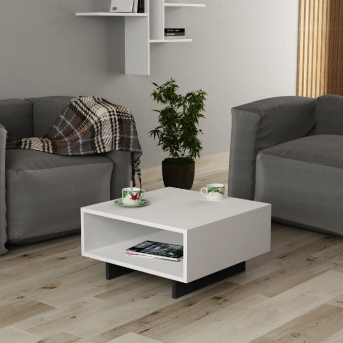 Masuta de Cafea Model Simmons, 60x60x32 cm, Alb/Antracit Masuta de Cafea Model Simmons, 60x60x32 cm, Alb/Antracit