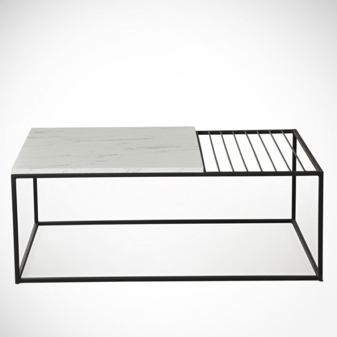 Masuta de Cafea Model Sloan, 95x55x43 cm, Marmorat/Negru Masuta de Cafea Model Sloan, 95x55x43 cm, Marmorat/Negru