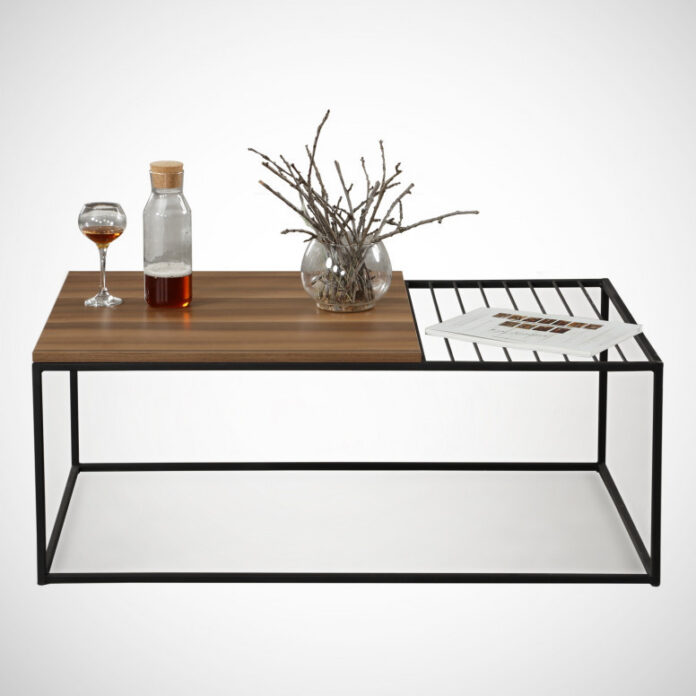 Masuta de Cafea Model Sloan, 95x55x43 cm, Nuc/Negru Masuta de Cafea Model Sloan, 95x55x43 cm, Nuc/Negru