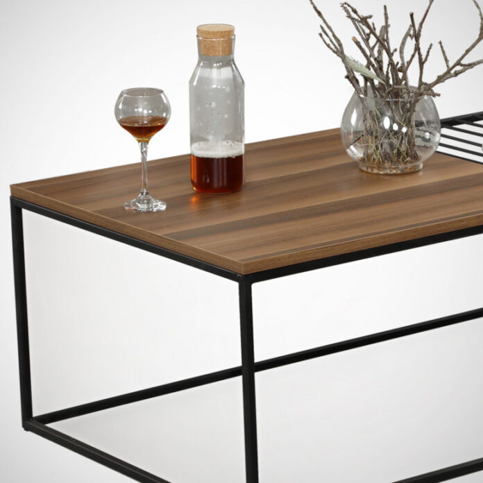Masuta de Cafea Model Sloan, 95x55x43 cm, Nuc/Negru Masuta de Cafea Model Sloan, 95x55x43 cm, Nuc/Negru