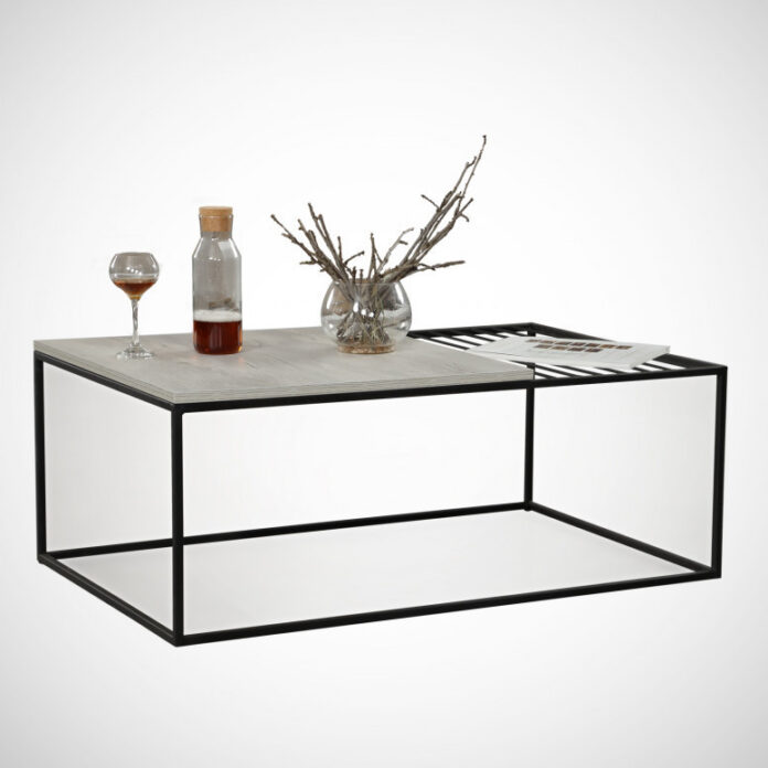 Masuta de Cafea Model Sloan, 95x55x43 cm, Stejar deschis/Negru Masuta de Cafea Model Sloan, 95x55x43 cm, Stejar deschis/Negru
