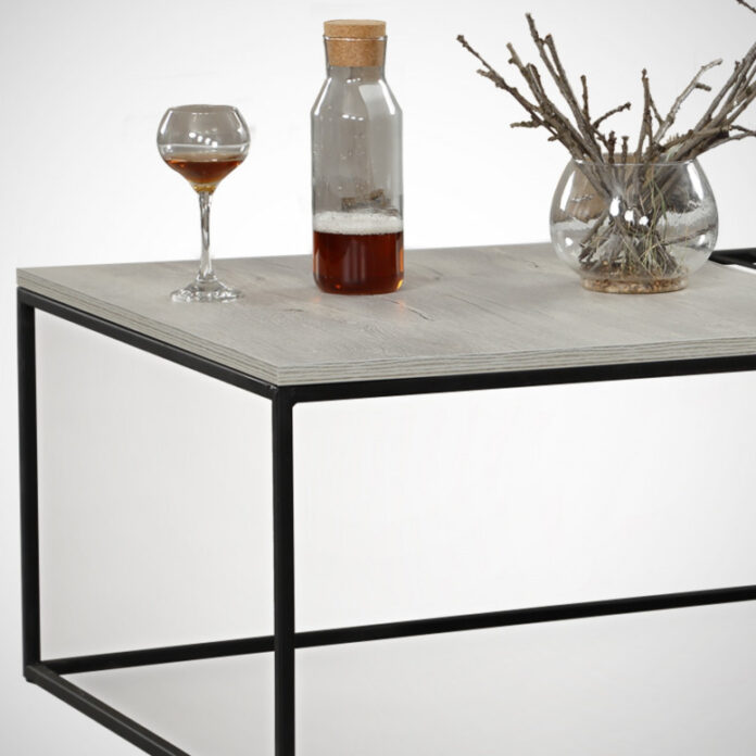 Masuta de Cafea Model Sloan, 95x55x43 cm, Stejar deschis/Negru Masuta de Cafea Model Sloan, 95x55x43 cm, Stejar deschis/Negru