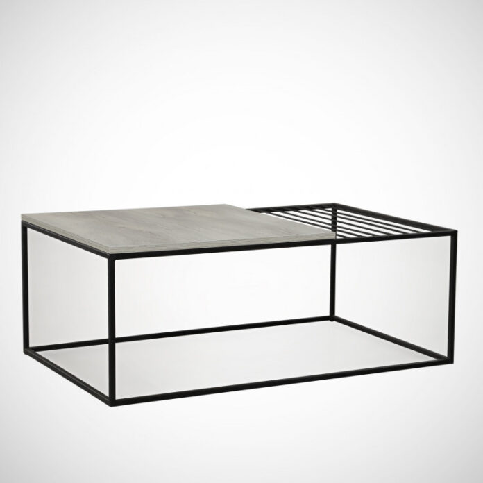 Masuta de Cafea Model Sloan, 95x55x43 cm, Stejar deschis/Negru Masuta de Cafea Model Sloan, 95x55x43 cm, Stejar deschis/Negru