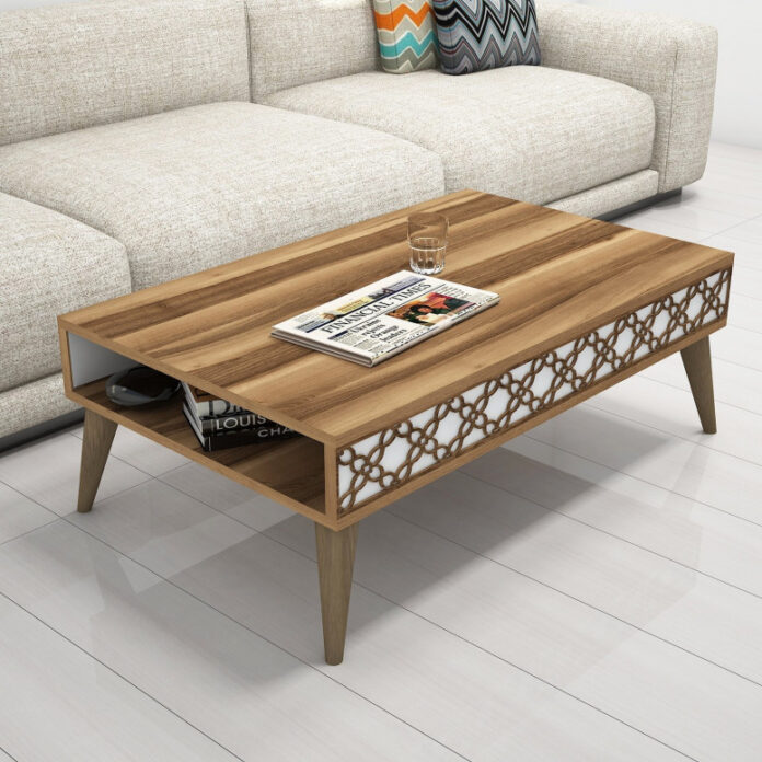 Masuta de Cafea Model Trevino, 105x60x36.6 cm, Nuc/Alb Masuta de Cafea Model Trevino, 105x60x36.6 cm, Nuc/Alb