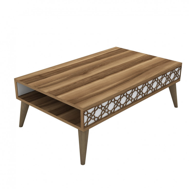 Masuta de Cafea Model Trevino, 105x60x36.6 cm, Nuc/Alb Masuta de Cafea Model Trevino, 105x60x36.6 cm, Nuc/Alb