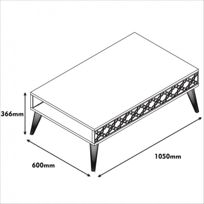 Masuta de Cafea Model Trevino, 105x60x36.6 cm, Nuc/Albastru cenusiu Masuta de Cafea Model Trevino, 105x60x36.6 cm, Nuc/Albastru cenusiu