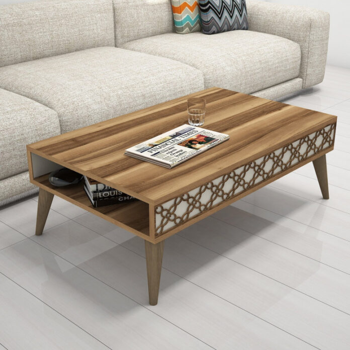 Masuta de Cafea Model Trevino, 105x60x36.6 cm, Nuc/Crem Masuta de Cafea Model Trevino, 105x60x36.6 cm, Nuc/Crem