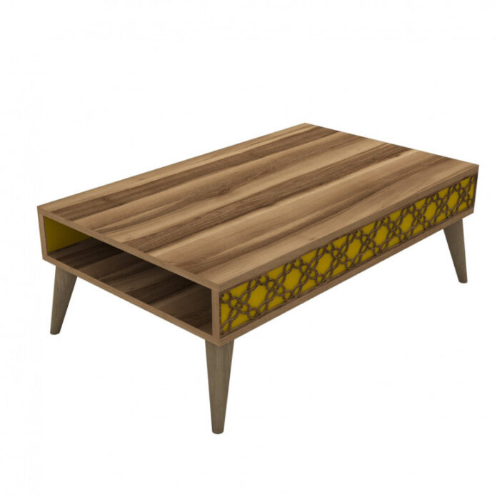 Masuta de Cafea Model Trevino, 105x60x36.6 cm, Nuc/Galben Masuta de Cafea Model Trevino, 105x60x36.6 cm, Nuc/Galben