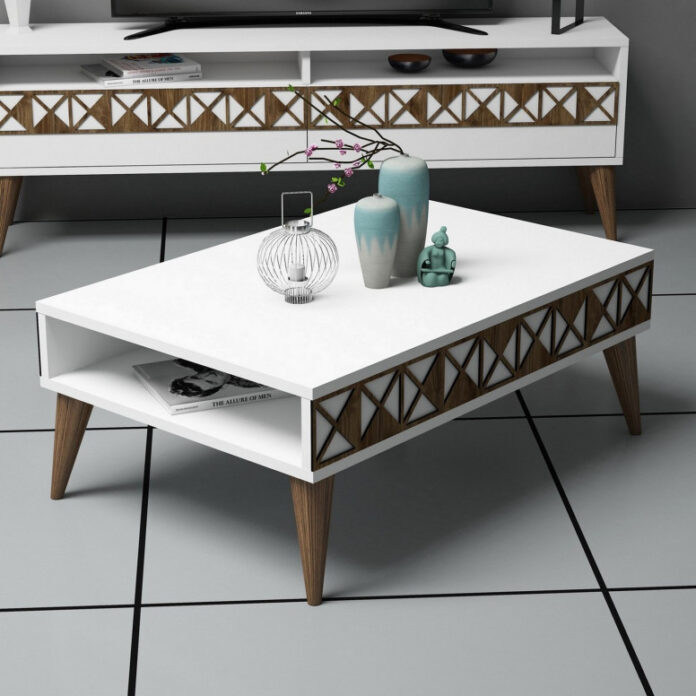 Masuta de Cafea Model Trevino, 90x60x34.6 cm, Alb Masuta de Cafea Model Trevino, 90x60x34.6 cm, Alb