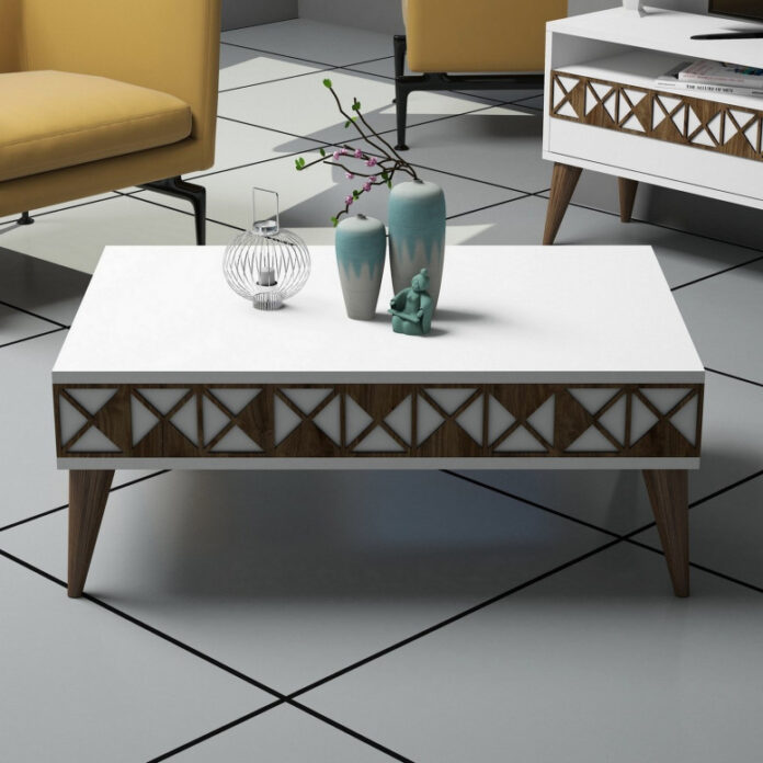 Masuta de Cafea Model Trevino, 90x60x34.6 cm, Alb Masuta de Cafea Model Trevino, 90x60x34.6 cm, Alb