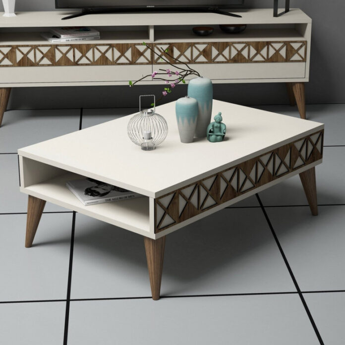 Masuta de Cafea Model Trevino, 90x60x34.6 cm, Crem Masuta de Cafea Model Trevino, 90x60x34.6 cm, Crem