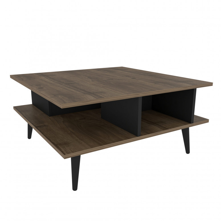 Masuta de Cafea Model Vienna, 89x89x44 cm, Nuc/Negru Masuta de Cafea Model Vienna, 89x89x44 cm, Nuc/Negru