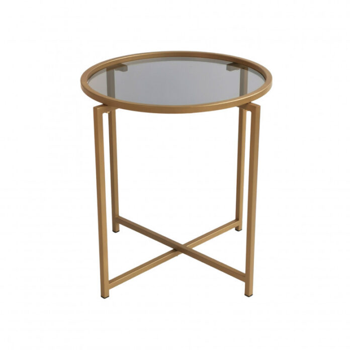 Masuta de Cafea Model Villa, 50x50x50 cm, Auriu, Blat Sticla securizata Masuta de Cafea Model Villa, 50x50x50 cm, Auriu, Blat Sticla securizata