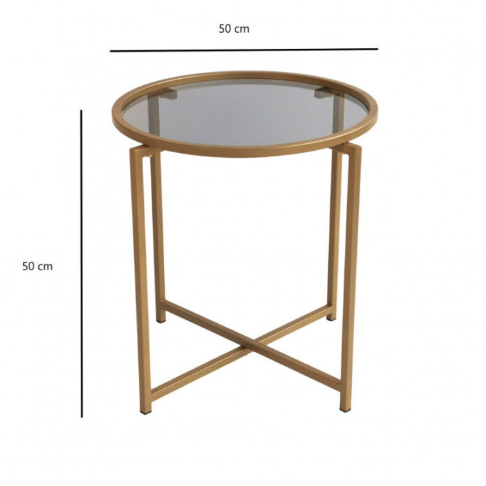 Masuta de Cafea Model Villa, 50x50x50 cm, Auriu, Blat Sticla securizata Masuta de Cafea Model Villa, 50x50x50 cm, Auriu, Blat Sticla securizata