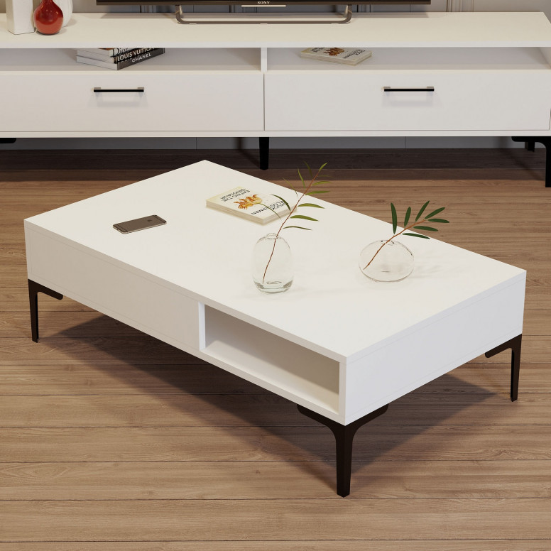 Masuta de Cafea Model Walker, 105x60x32.6 cm, Alb Masuta de Cafea Model Walker, 105x60x32.6 cm, Alb