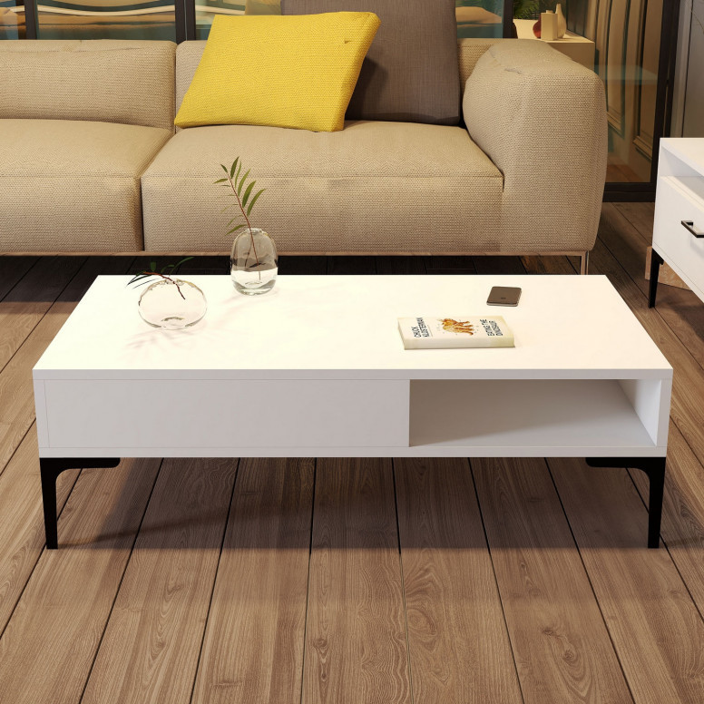 Masuta de Cafea Model Walker, 105x60x32.6 cm, Alb Masuta de Cafea Model Walker, 105x60x32.6 cm, Alb