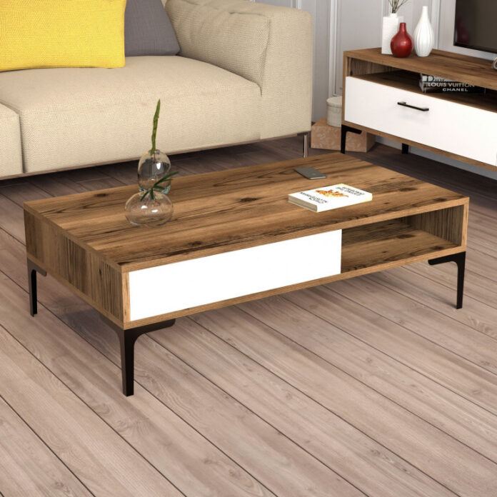 Masuta de Cafea Model Walker, 105x60x32.6 cm, Nuc/Alb Masuta de Cafea Model Walker, 105x60x32.6 cm, Nuc/Alb