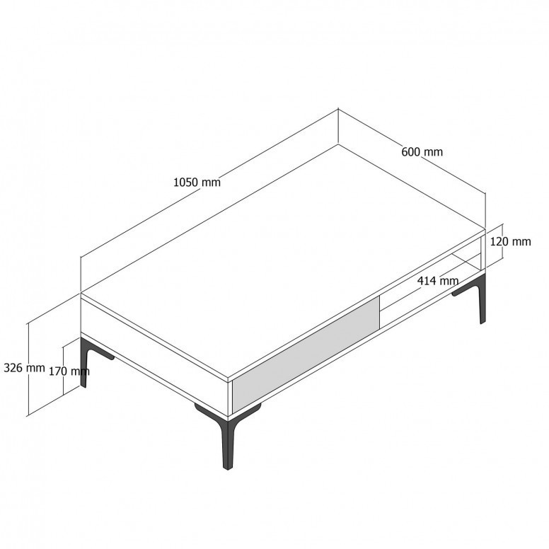 Masuta de Cafea Model Walker, 105x60x32.6 cm, Nuc/Antracit Masuta de Cafea Model Walker, 105x60x32.6 cm, Nuc/Antracit