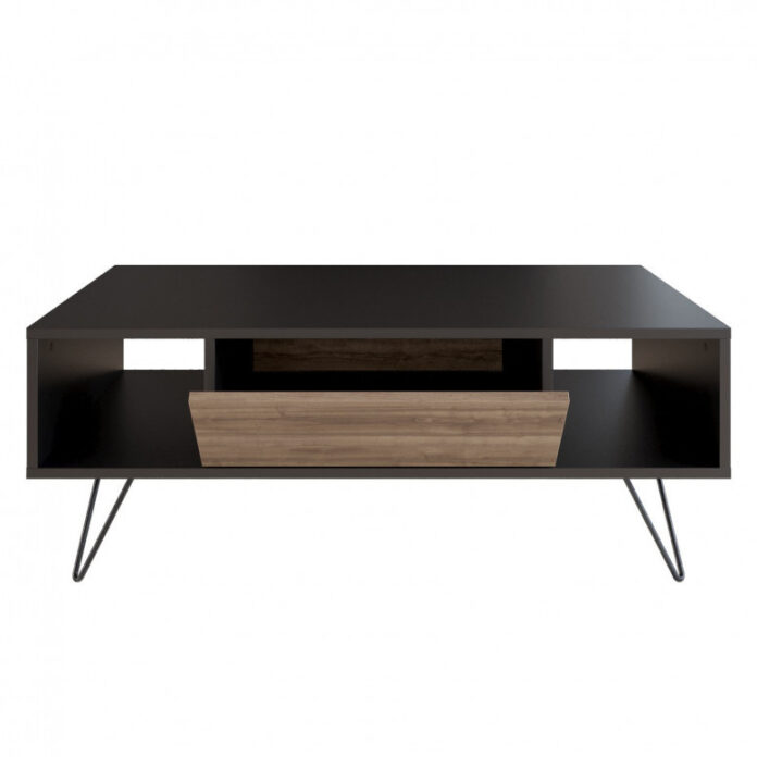 Masuta de Cafea Model Warren, 120x60x45.6 cm, Negru/Nuc