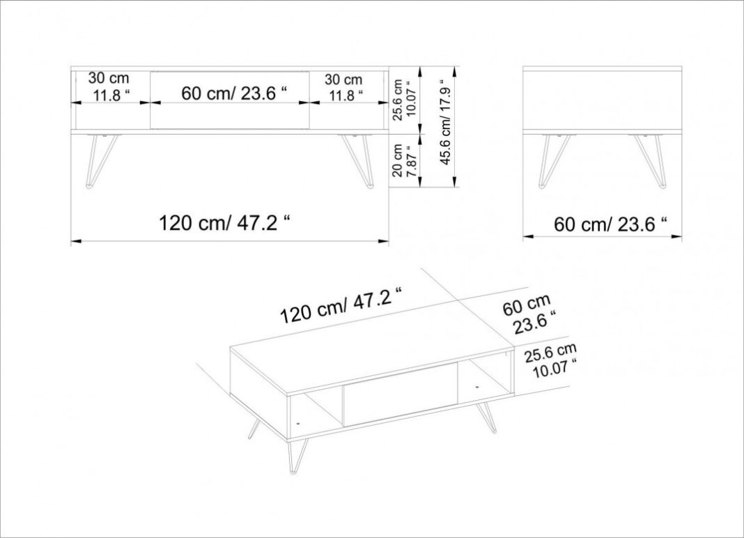 Masuta de Cafea Model Warren, 120x60x45.6 cm, Negru/Nuc Masuta de Cafea Model Warren, 120x60x45.6 cm, Negru/Nuc