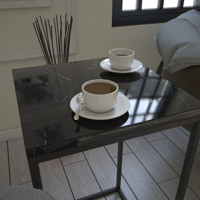 Masuta de Cafea Model Weaver, 35x35x62 cm, Negru marmorat Masuta de Cafea Model Weaver, 35x35x62 cm, Negru marmorat