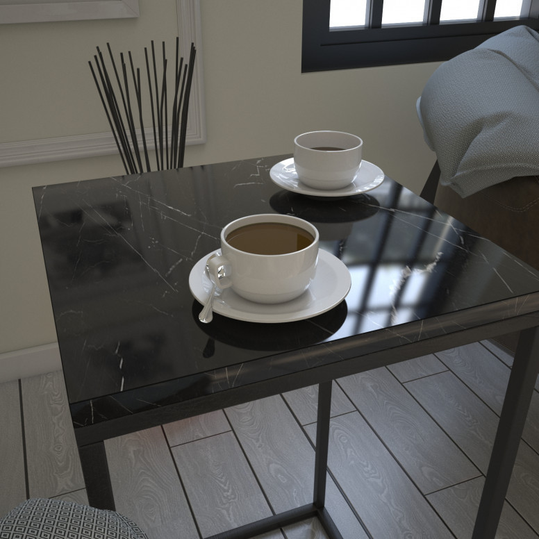 Masuta de Cafea Model Weaver, 35x35x62 cm, Negru marmorat Masuta de Cafea Model Weaver, 35x35x62 cm, Negru marmorat