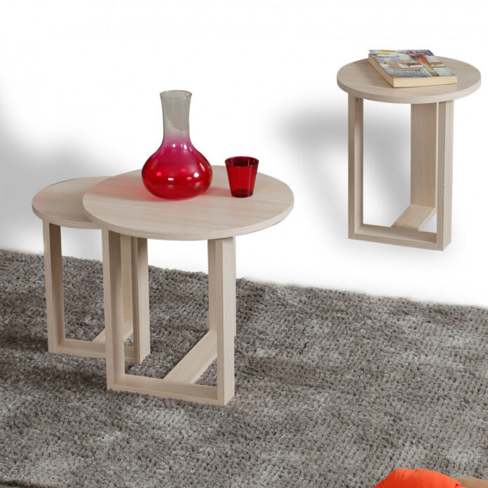 Masuta de Cafea Model Woods, 52x52x47/36x36x43/36x36x41 cm, Stejar Masuta de Cafea Model Woods, 52x52x47/36x36x43/36x36x41 cm, Stejar