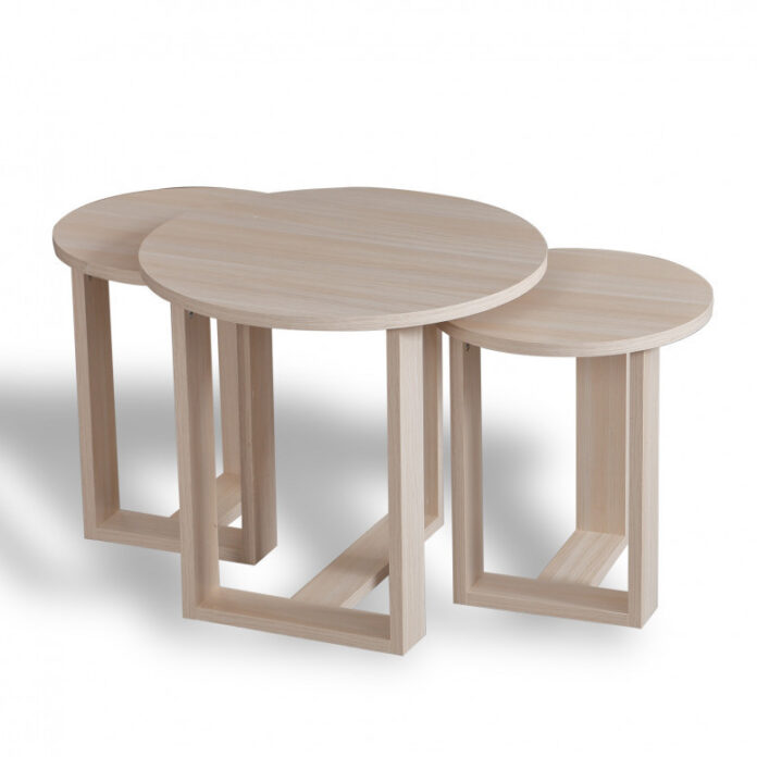 Masuta de Cafea Model Woods, 52x52x47/36x36x43/36x36x41 cm, Stejar Masuta de Cafea Model Woods, 52x52x47/36x36x43/36x36x41 cm, Stejar