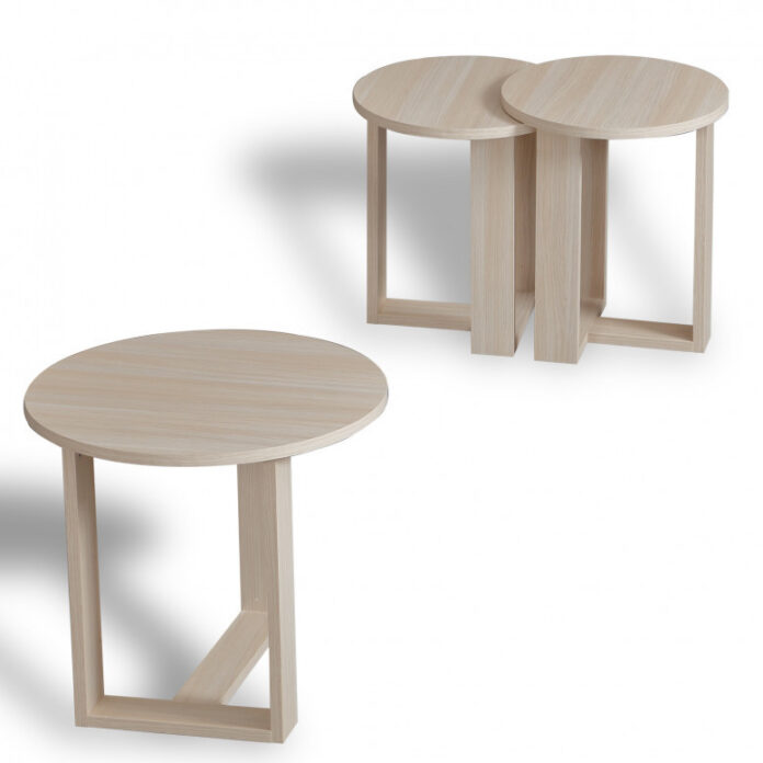 Masuta de Cafea Model Woods, 52x52x47/36x36x43/36x36x41 cm, Stejar Masuta de Cafea Model Woods, 52x52x47/36x36x43/36x36x41 cm, Stejar
