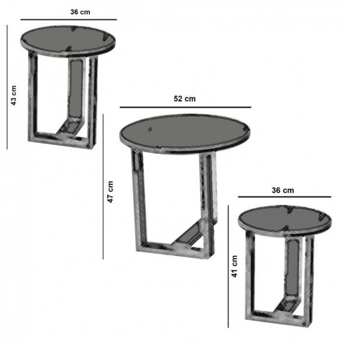 Masuta de Cafea Model Woods, 52x52x47/36x36x43/36x36x41 cm, Stejar Masuta de Cafea Model Woods, 52x52x47/36x36x43/36x36x41 cm, Stejar
