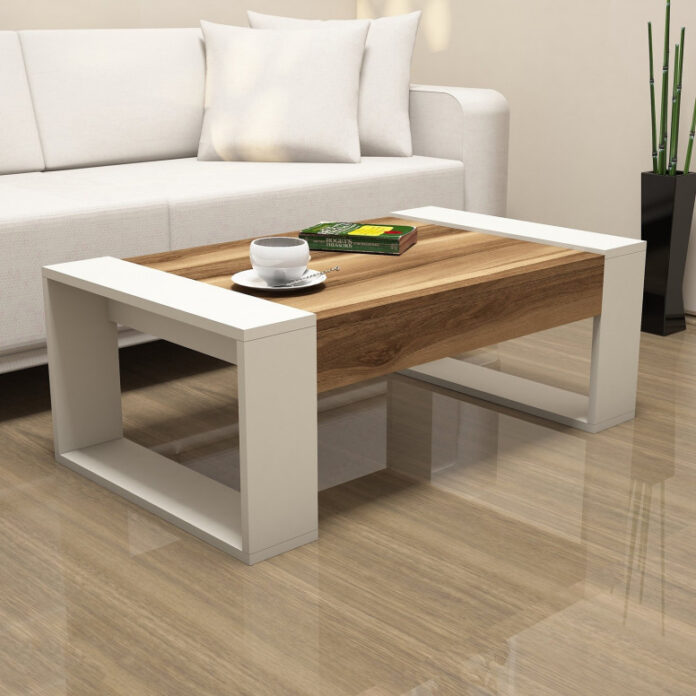 Masuta de Cafea Model Wyatt, 102x60x37.6 cm, Nuc/Crem Masuta de Cafea Model Wyatt, 102x60x37.6 cm, Nuc/Crem
