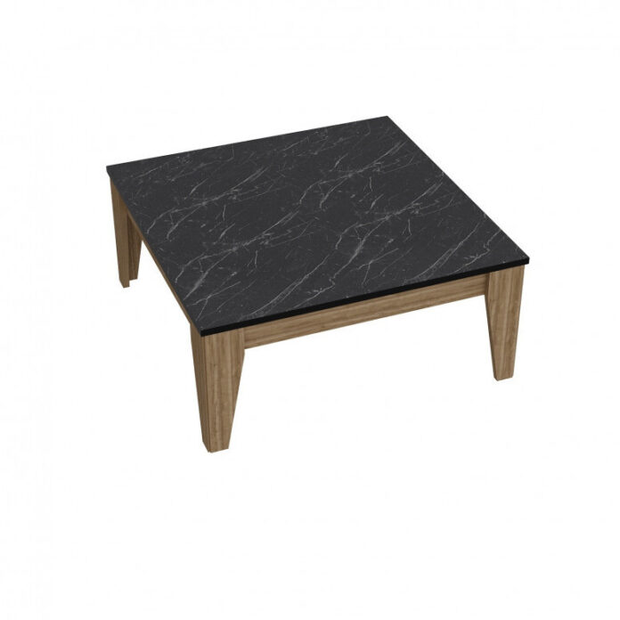 Masuta de Cafea Model Zyair, 85x85x35 cm, Nuc/Negru marmorat Masuta de Cafea Model Zyair, 85x85x35 cm, Nuc/Negru marmorat