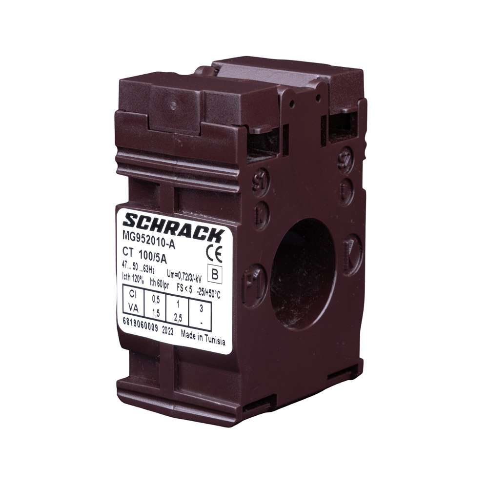 Transformator de curent Schrack MG952010-A, 100 / 5 A, diametru conductor pana la 21 mm, clasa 0.5 Transformator de curent Schrack MG952010-A, 100 / 5 A, diametru conductor pana la 21 mm, clasa 0.5