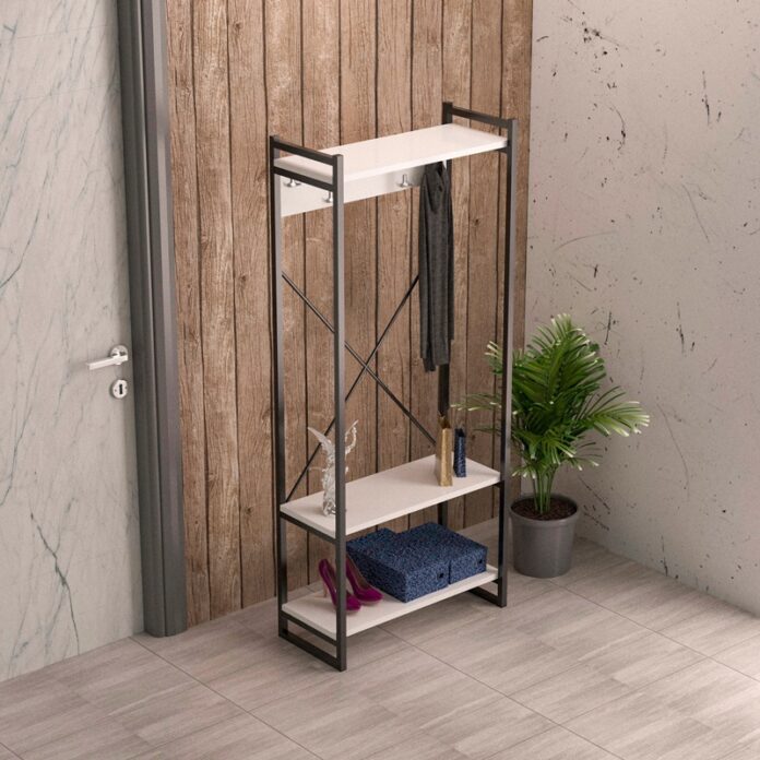 Mobilă hol Baker, alb/negru, 90x34x180 cm Mobilă hol Baker, alb/negru, 90x34x180 cm