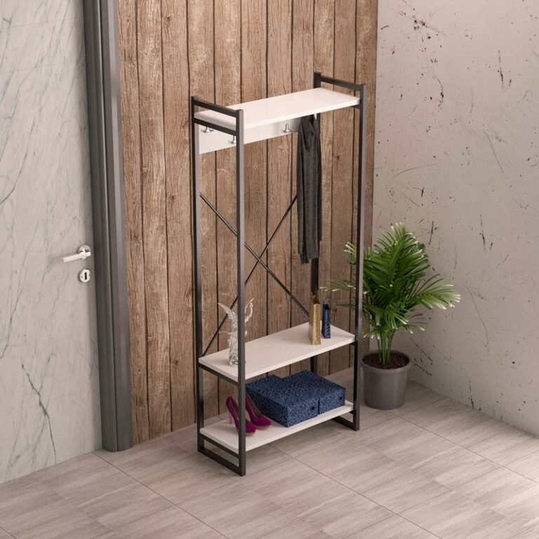 Mobilă hol Baker, alb/negru, 90x34x180 cm