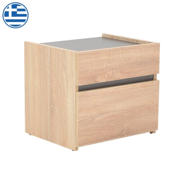 Noptiera Model Comcie, Natur/Gri, 50x42x45.5 cm Noptiera Model Comcie, Natur/Gri, 50x42x45.5 cm