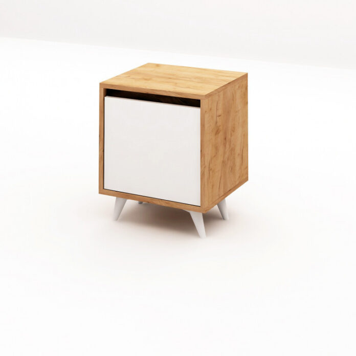 Noptiera Model Dominguez, Stejar/Alb, 45x40x52cm Noptiera Model Dominguez, Stejar/Alb, 45x40x52cm