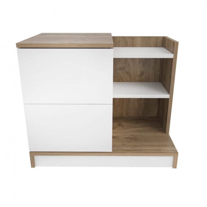 Noptiera Model Morrison, Alb/Stejar, 72x45x60cm Noptiera Model Morrison, Alb/Stejar, 72x45x60cm