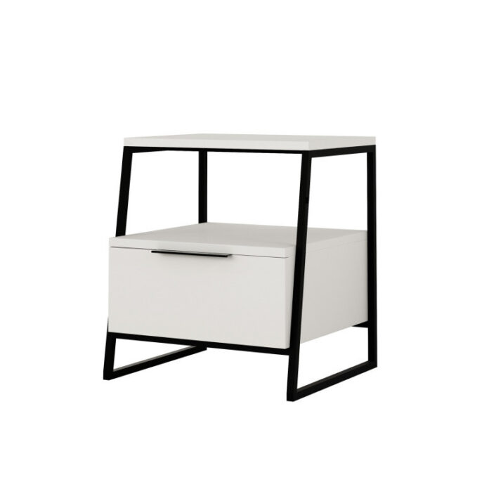 Noptiera Model Roberson, Alb/Negru, 45x40x50cm Noptiera Model Roberson, Alb/Negru, 45x40x50cm