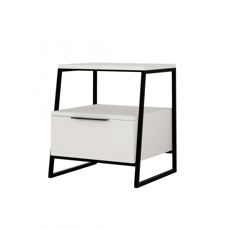 Noptiera Model Roberson, Alb/Negru, 45x41x50cm Noptiera Model Roberson, Alb/Negru, 45x41x50cm