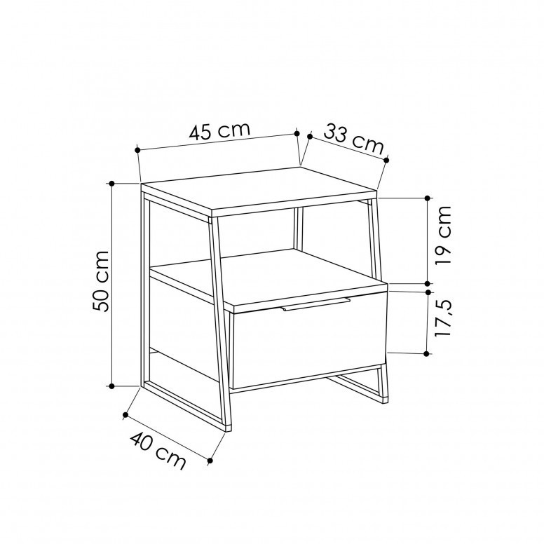 Noptiera Model Roberson, Antracit, 45x40x50cm Noptiera Model Roberson, Antracit, 45x40x50cm