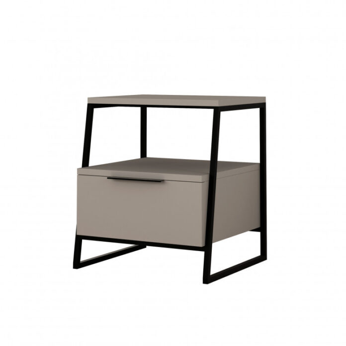 Noptiera Model Roberson, Bej/Negru, 45x40x50cm Noptiera Model Roberson, Bej/Negru, 45x40x50cm