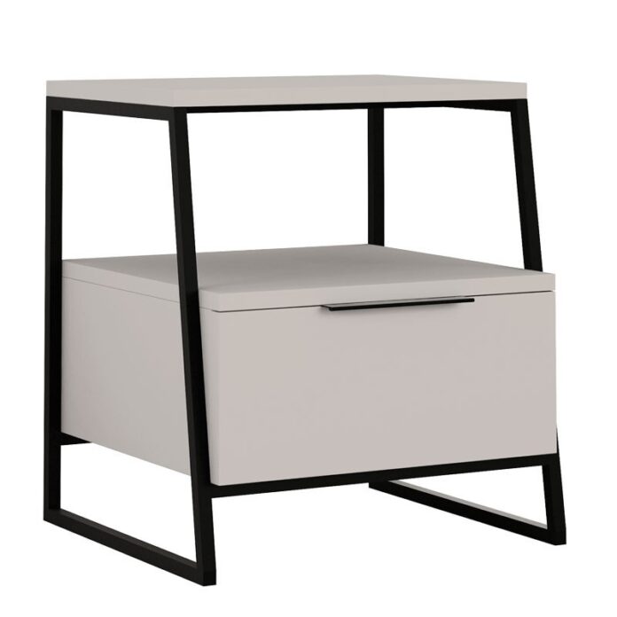 Noptiera Model Roberson, Crem/Negru, 45x40x50cm Noptiera Model Roberson, Crem/Negru, 45x40x50cm