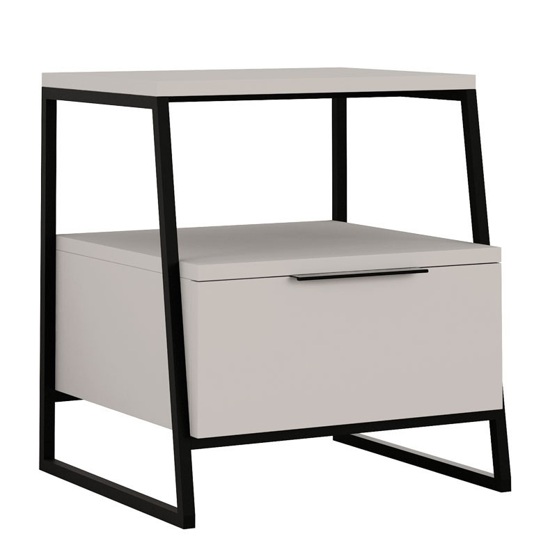 Noptiera Model Roberson, Crem/Negru, 45x40x50cm Noptiera Model Roberson, Crem/Negru, 45x40x50cm