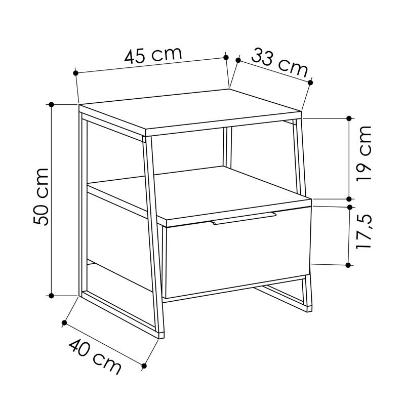 Noptiera Model Roberson, Crem/Negru, 45x40x50cm Noptiera Model Roberson, Crem/Negru, 45x40x50cm
