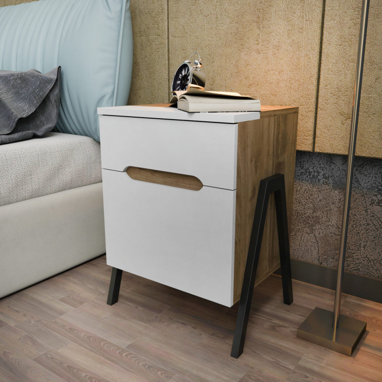 Noptiera Model Wong, Nuc/Alb, 45x38x63.5cm Noptiera Model Wong, Nuc/Alb, 45x38x63.5cm