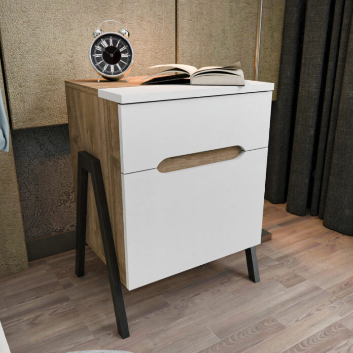 Noptiera Model Wong, Nuc/Alb, 45x38x63.5cm Noptiera Model Wong, Nuc/Alb, 45x38x63.5cm