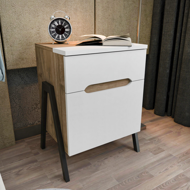 Noptiera Model Wong, Nuc/Alb, 45x38x63.5cm Noptiera Model Wong, Nuc/Alb, 45x38x63.5cm