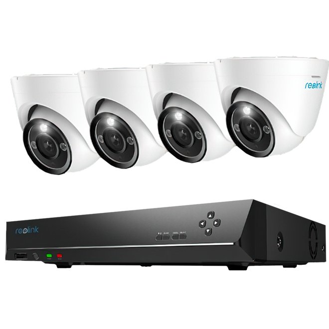 Sistem supraveghere IP exterior Reolink NVS8-12MB4, 4 camere, 12 MP, IR 30 m, 2.8 mm, microfon, HDD 2 TB